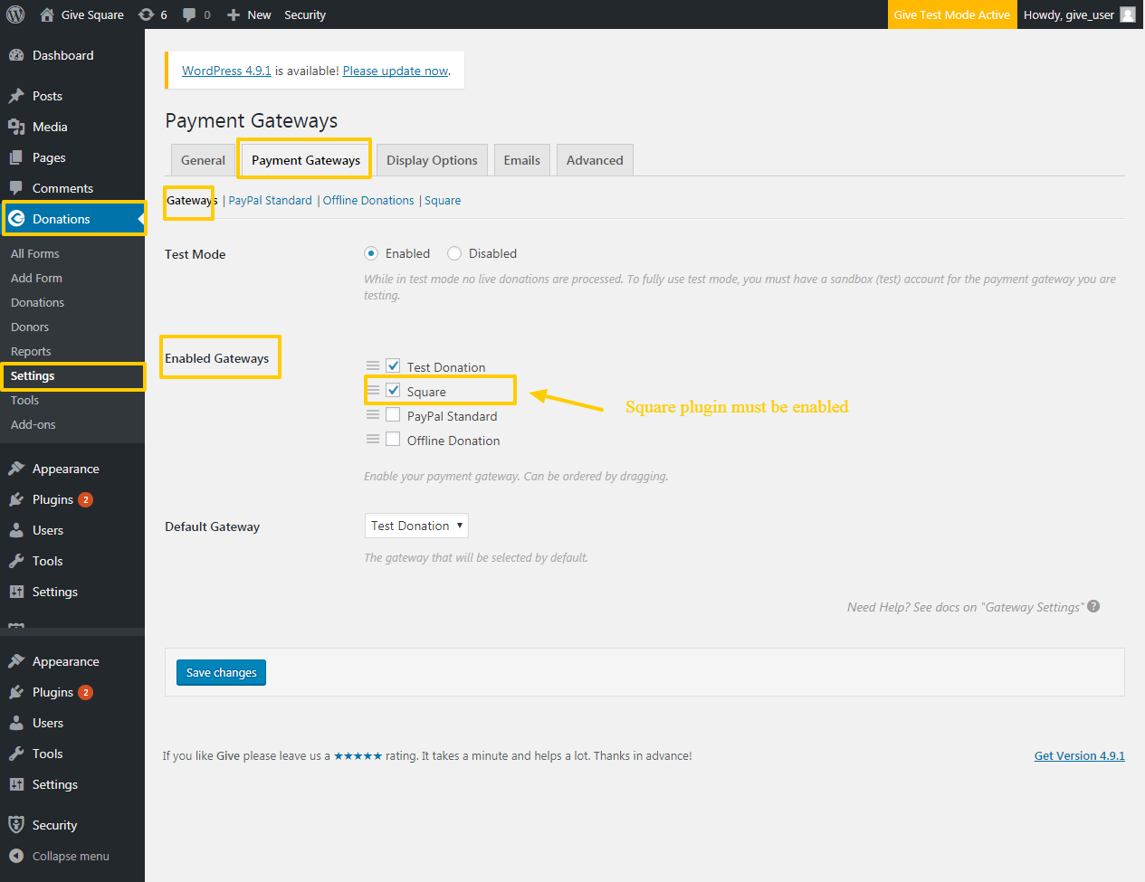 Square Payment Gateway For GiveWP Wordpress plugin