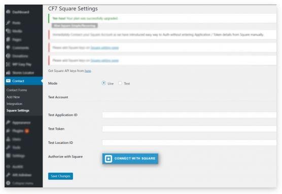 Contact Form 7 Square Payment Add-on