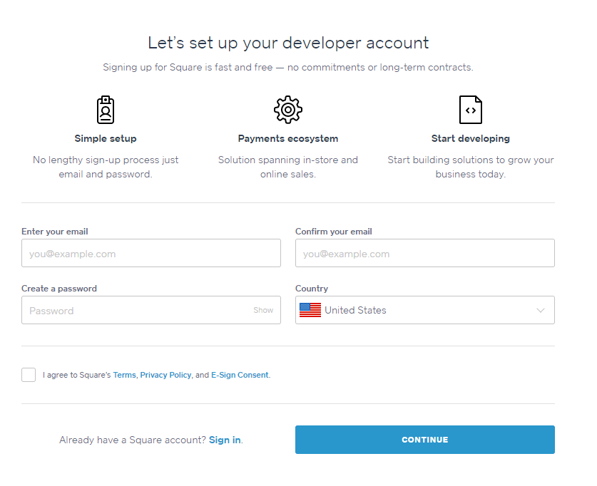 Easy Pay Developer Account