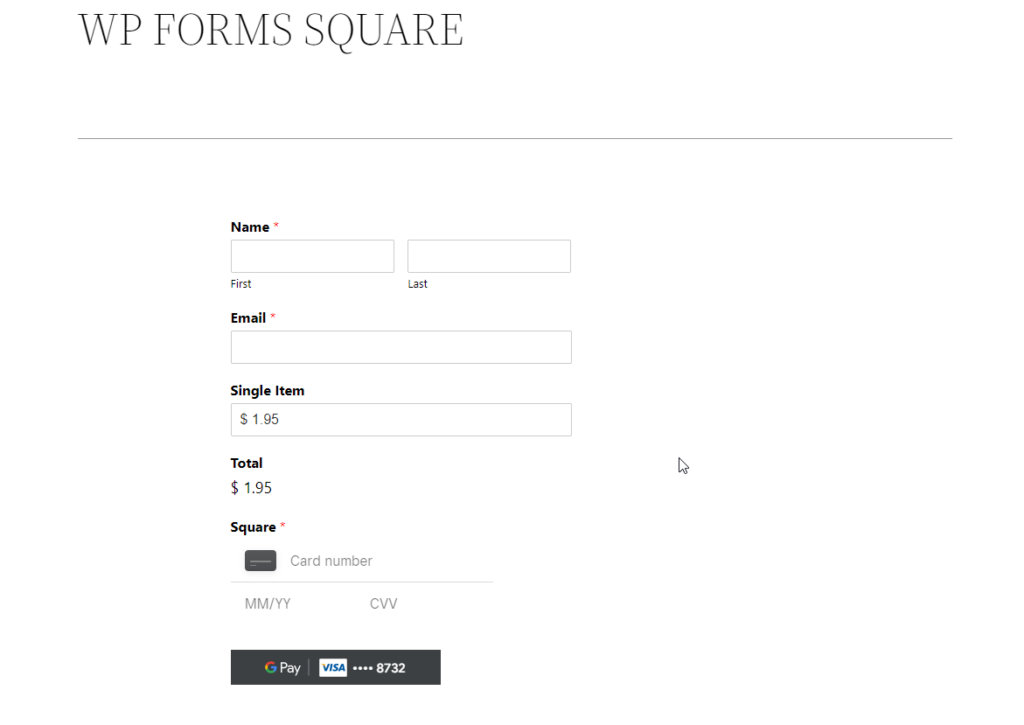 WPForms Integration with Square (payment) Documentation