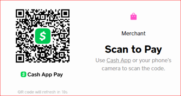 Click the 'Cash App Pay' button to reveal a QR Code