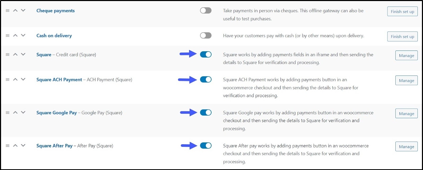 respective payment option